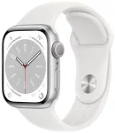 Apple Watch Series 8 41mm (GPS) Silver Aluminum Case with White Sport Band (S/M) (MP6L3)